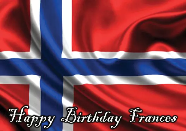 NORWAY Norwegian FLAG  Norge Happy Birthday PERSONALISED greeting ART Card