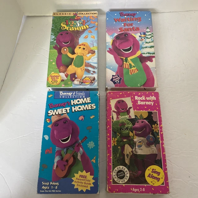 4 VINTAGE VHS Lot Barney Rock With Barney, Home Sweet Homes, 1 2 3 4 ...
