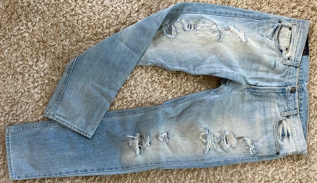 HOLLISTER JEANS HOMME Taille 33 Taille L Vintage Bleu Clair Us