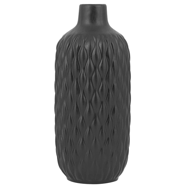 Vase Décoratif de Forme Cylindrique Bouteille fabriqué en Grès Noir de 31 cm de