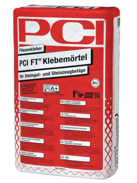 Mortero adhesivo PCI FT 25 kg pegamento para baldosas pared suelo interior exterior pavimento yeso yeso yeso