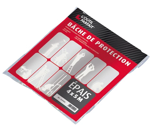 Bâche de protection épaisse polyéthylène 4x5m protège travaux L'OUTIL PARFAIT