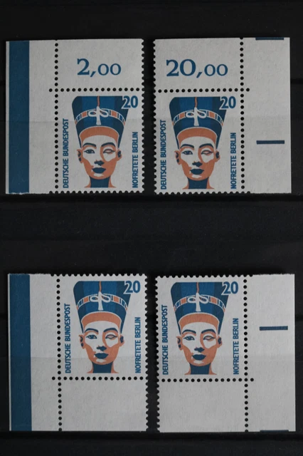K-7-2, Bund BRD DS SWK 1989 MiNr. 1398 - 20 PF - alle 4 Ecken E1-E4 postfrisch
