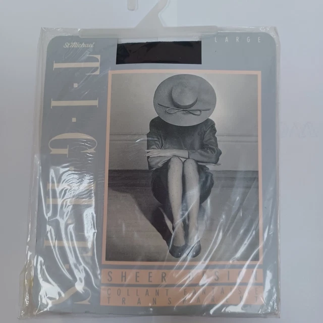 St Michael Vintage Black Tights Size Large