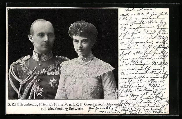 AK Großherzog Friedrich Franz IV. und Großherzogin Alexandra von Mecklenburg