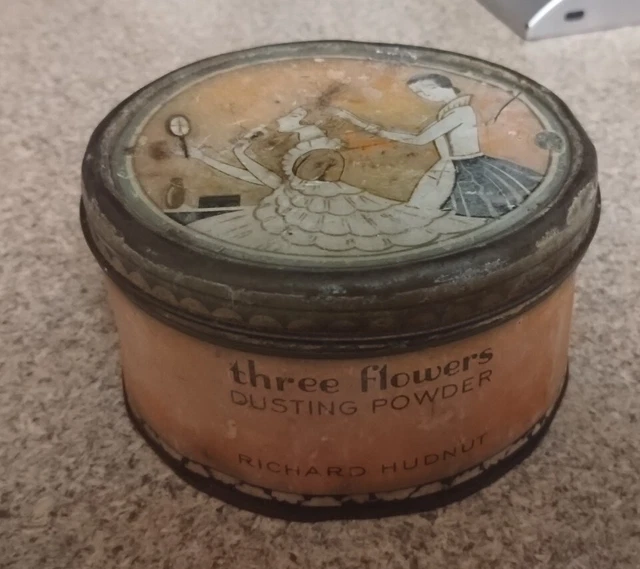 Antique Richard Hudnut 3 Flowers Dusting Powder EMPTY Tin
