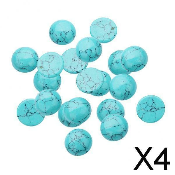 4X 20 Stück blaue Türkis Edelstein Flatback Cabochons für die
