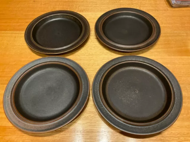 4 vintage retro arabia ruska  dinner plates  brown stoneware finland 25.5cm