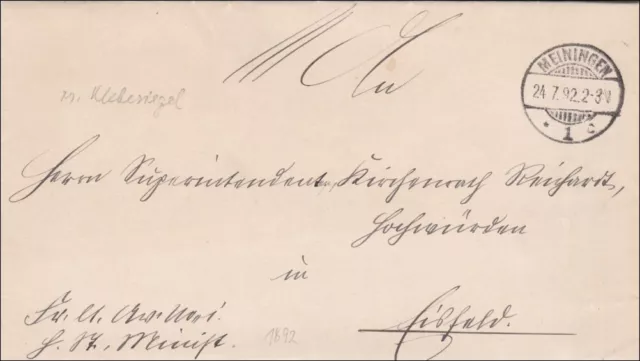 Herzogliches Staatsministerium Meiningen 1892 nach Eisfeld