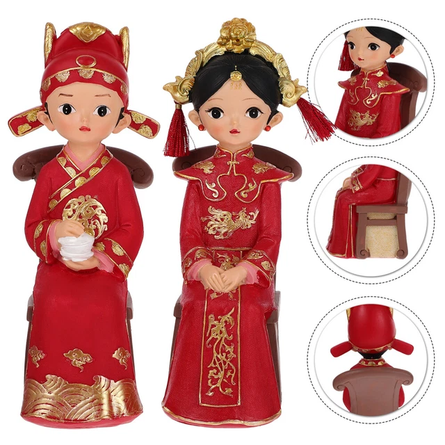 Adornos de boda decoraciones de cupcakes boda china pareja estatuillas resina