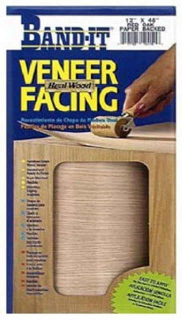 Band-It 12421 Red Oak Iron-on 12" x 48" Real Wood Veneer Facing - Pack of 2