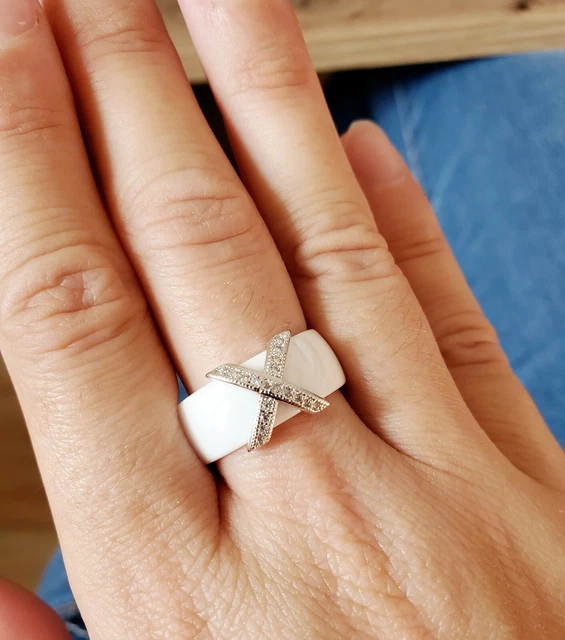 Bague céramique blanche, noire: bague ceramique homme & femme - Edora