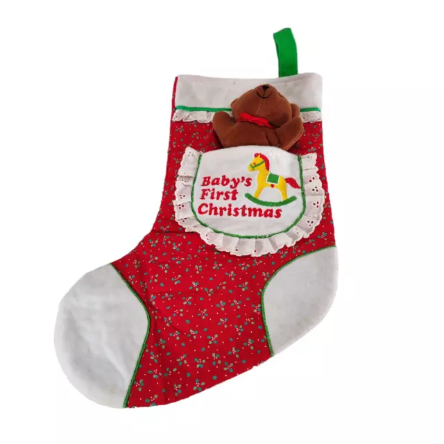 VINTAGE DAKIN BABYS First Christmas Stocking 17in Plush Teddy Bear 22.