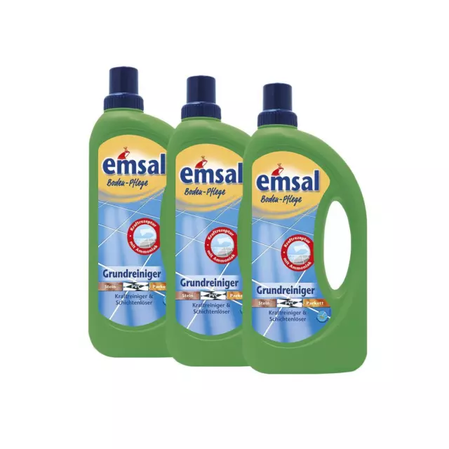 3x emsal Boden-Pflege Grundreiniger 1 Liter Kraftreiniger & Schichtenlöser