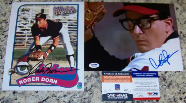 Charlie Sheen & Corbin Bernsen MAJOR LEAGUE Signed Dorn & Vaughn Photos PSA COA!