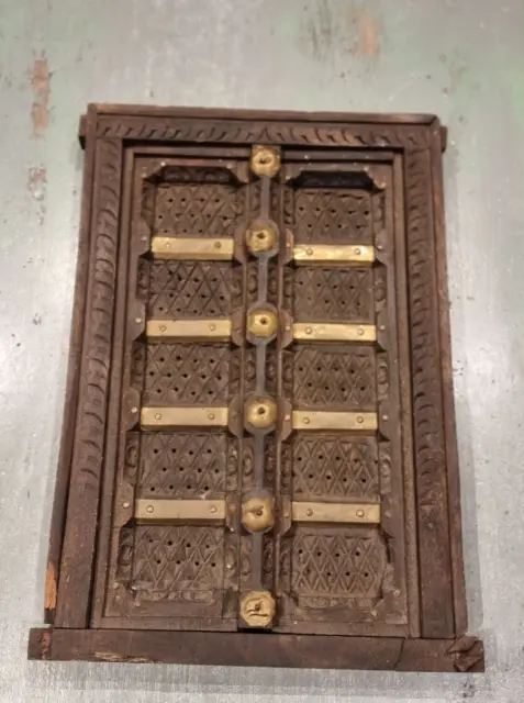 Vintage Indian Hand Carved Decorative Wooden shutter panel Wall Hanging