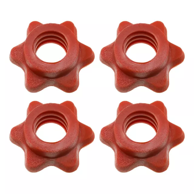 4x 25mm Red Hex Nut Screw Clamp Spinlock Collars for Dumbbell Weight Lifting