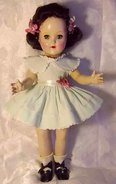 VTG 1950's "IDEAL" "TONI" DOLL.HARD PLASTIC. 14" HIGH. ORIGINAL DRESS. V G. COND