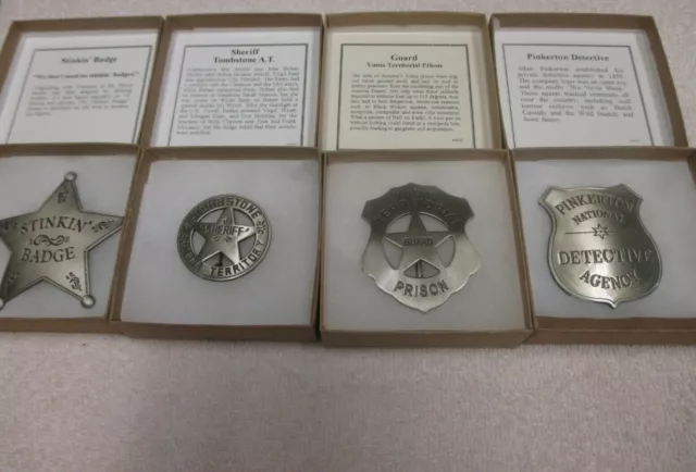 Famous Badges Old West Stinkin,Tombstone Sheriff, Yuma Prison Pinkerton Replica