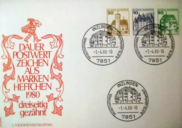 Bund 1980 Zusammendrucke Paar W 68 auf FDC ESST: Inzlingen 7851 - 01.04.1980