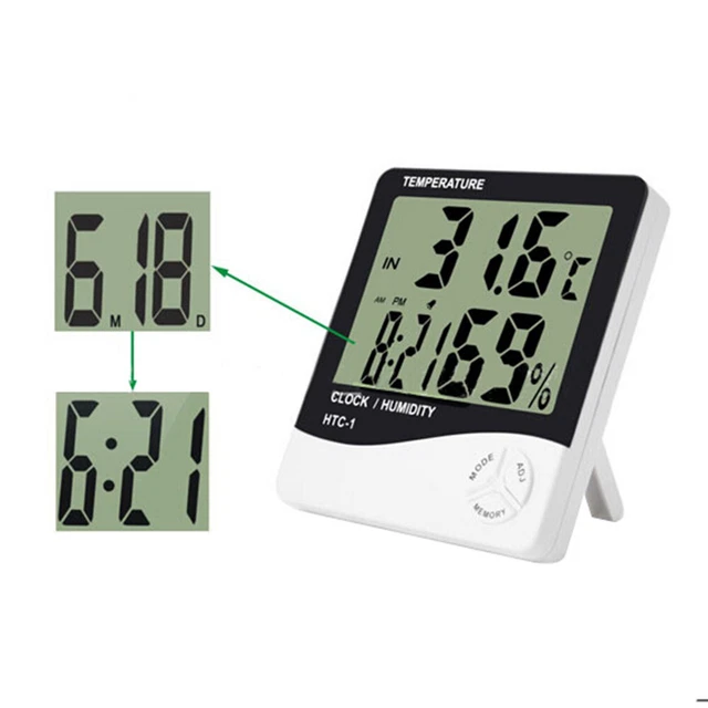 HTC-1 termometro igrometro stazione meteo temperatura umidità orologio da scrivania