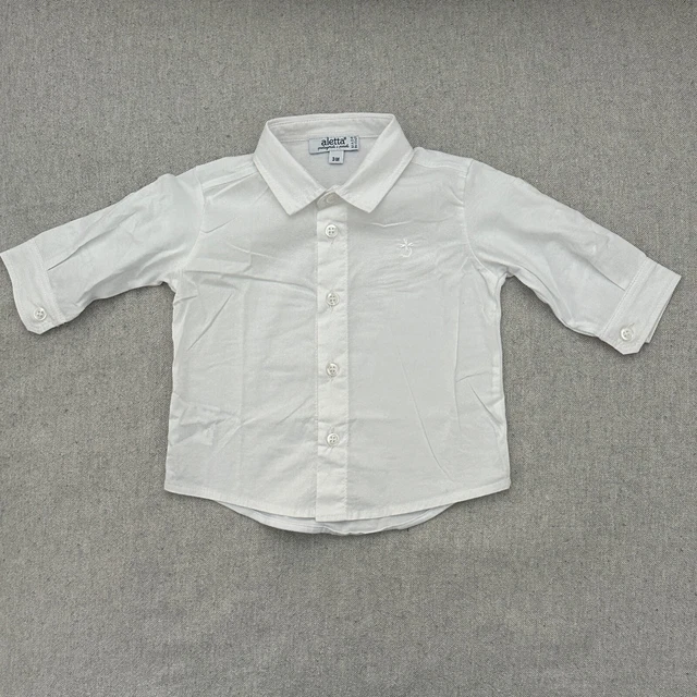 Camicia Aletta Neonato Bambino - Made in Italy -  Bianca 3 Mesi