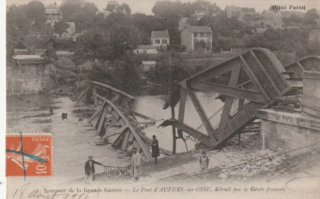 CPA 95 Le Pont d'AUVERS sur OISE Destroyed by the French Genie Souvenir de la Gr