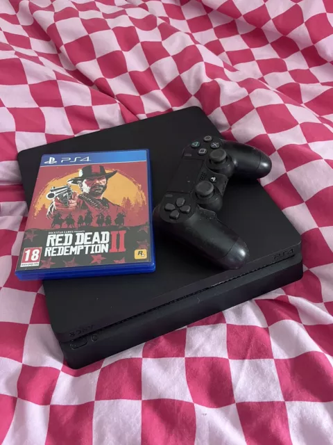 ps4 console with Red Dead Redemption 2 CD And Controller, Wires Included
