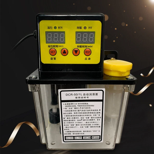 1L Dual Digital Display Automatic Electric Lubrication Pump CNC Oiler Durable