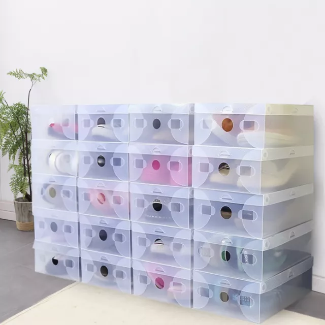 Lot de 20 boîtes à chaussures en plastique transparent - Pliable