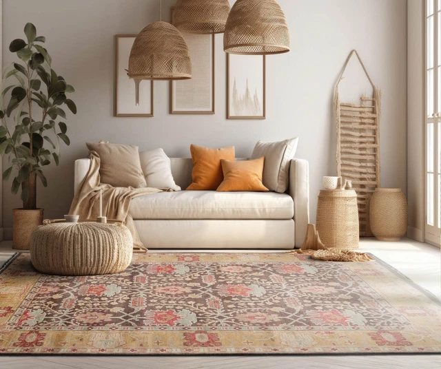 LoomBloom Muted William Morris Arts & Craft Hand Knotted Wool Area Rug Multisize