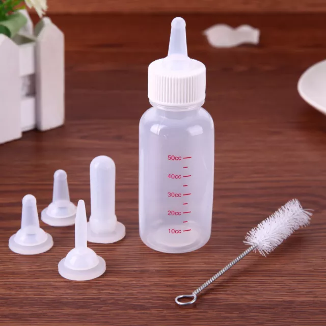 6 pz/set Bottiglia Alimentazione Cani con Spazzola 50 ml Kit Capezzoli Alimentazione Animali Neonati