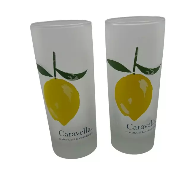 Caravella Limoncello Originale Frosted Highball Glasses Barware Set Of 2