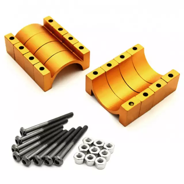 4 Sets 22mm 10mm Width CNC Aluminum Tube Clamp Mount (Gold Anodized)