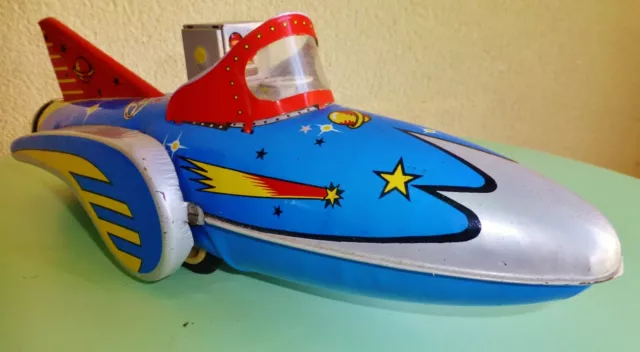 FUSÉE SPACE PATROL Métalmania 70 Vintage TIN TOY Flying Boat MF742 JOUET TÔLE