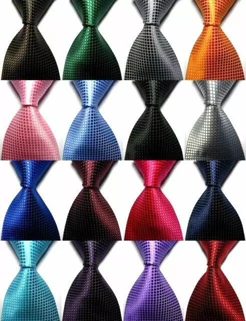 New Classic Solid Plaids of 19 Color Jacquard Woven 100% Silk Men's Tie Necktie