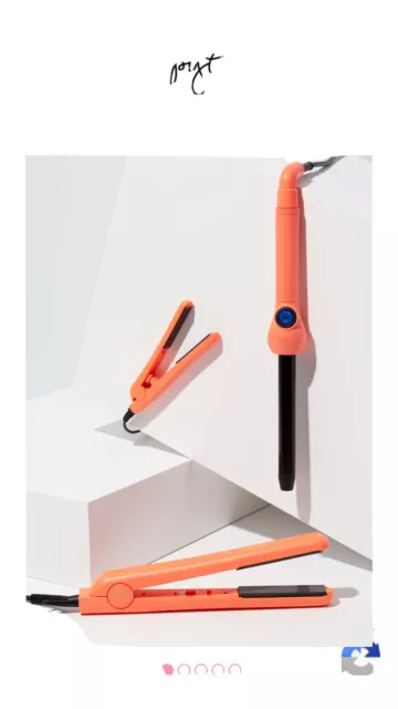 PYT 3P hair Styling Tools Kit Neon Orange Full set flat iron, wand and travel 3