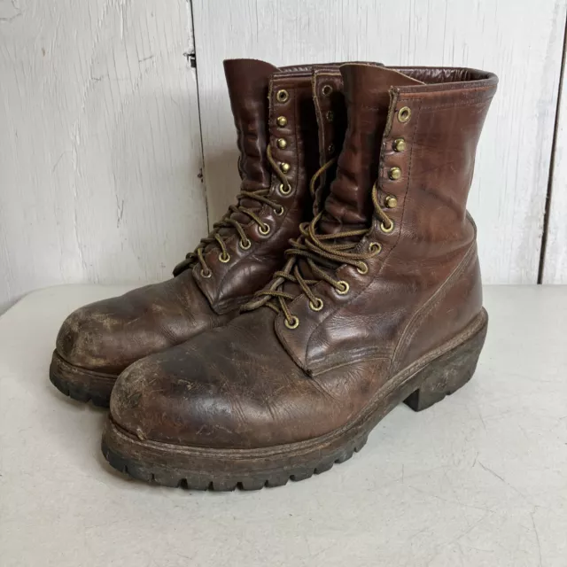 RED WING BOOTS 4418 Leather Logger Lineman Steel Toe Quilted Men s