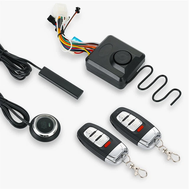 Motorcycle Keyless Engine Start Button Remote Control Anti-theft Alarm System