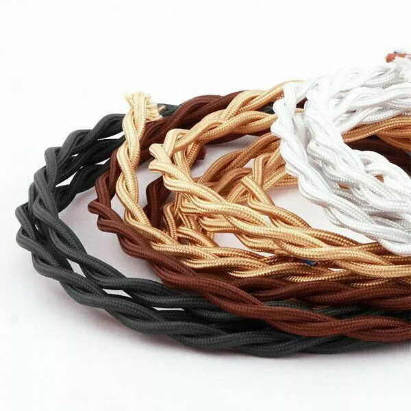 Câble D'éclairage Vintage Fil Électrique 2M Fil De Tissu Tressé Fil De Courant 3