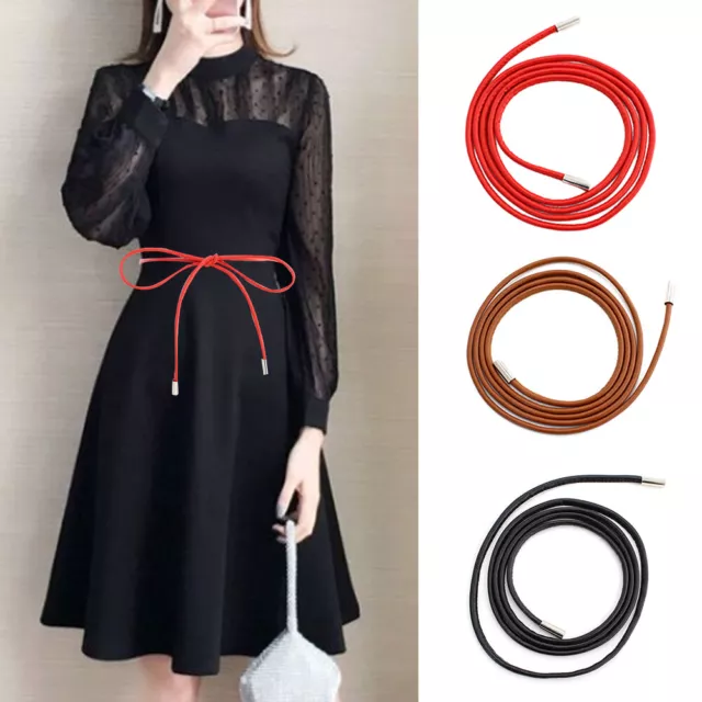 Nuevo Mujeres Cintura Cadena Fino Cinturón Simple Decoración Lazo Vestido Nudo