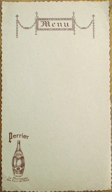 Perrier Water 1930s French Advertising Menu Blank-Le Champagne des Eaux de Table