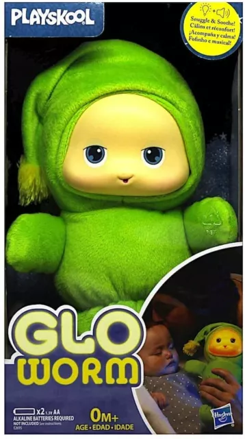 New Hasbro- Playskool Classic Lullaby Glo Worm Snuggle & Soothe 23cm Plush Toy