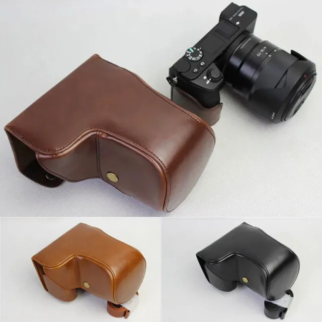 Leather Camera Protect Case Bag strap Grip for Sony Alpha A6500 with 16-70 Lens
