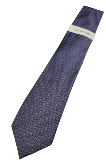 New Calvin Klein 100% Silk Handmade Tie in Stunning Purple Retail Value Over $7