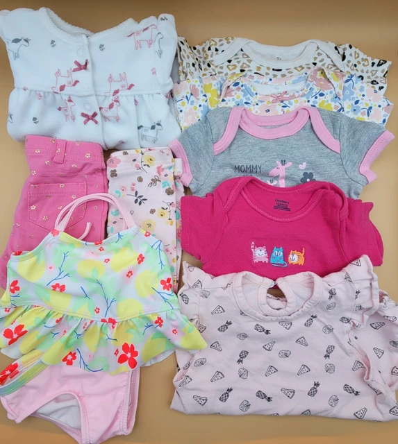 Carters Gerber Variety of Brands Infant Girl Size 3-6 Month Lot of 9