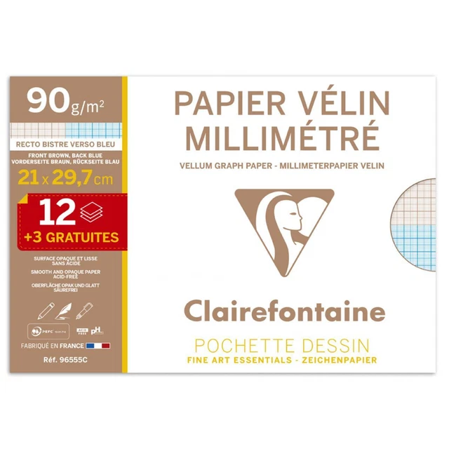 Millimeterpapier, DIN A4, Aktionspack Clairefontaine 96555C (3329680965551)