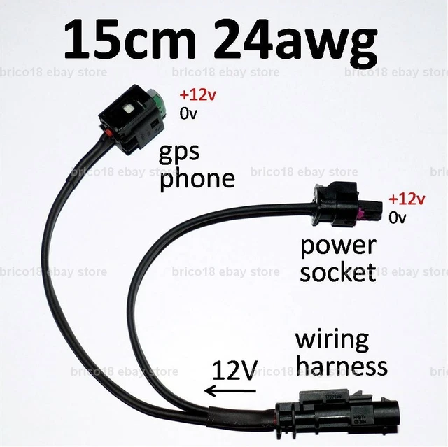 BMW Accessory Cable Power Outlet 15cm/24awg - R1250 F650 F700 F750 F800 F850 GS
