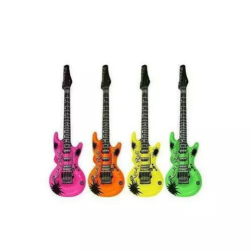 Neon Inflatable Blow Up Guitars Fancy Dress Party Prop Musical Disco Rock