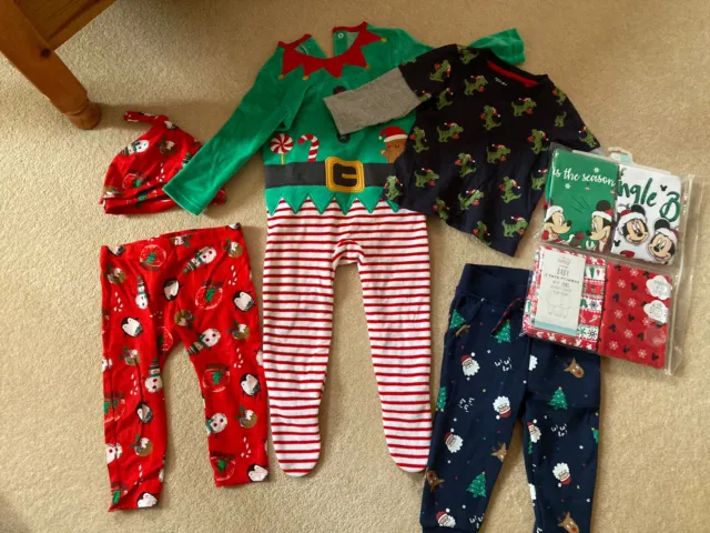 🎄Baby Boys 12-18 Months Christmas Clothing Bundle Trousers, PJs, Top & Joggers